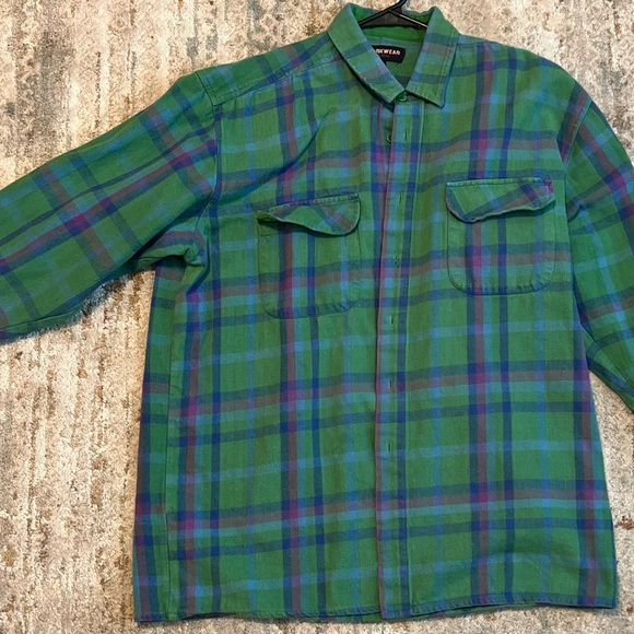 Workwear Green and Blue Plaid Shirt sz. Xl - Picture 6 of 6